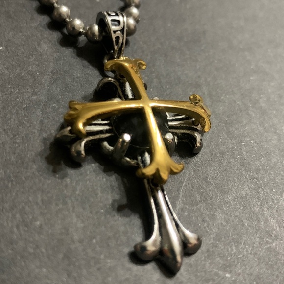 Black Onyx Celtic Layered Cross Stainless Steel Forged symbol of FAITH 24 inch - Picture 3 of 7